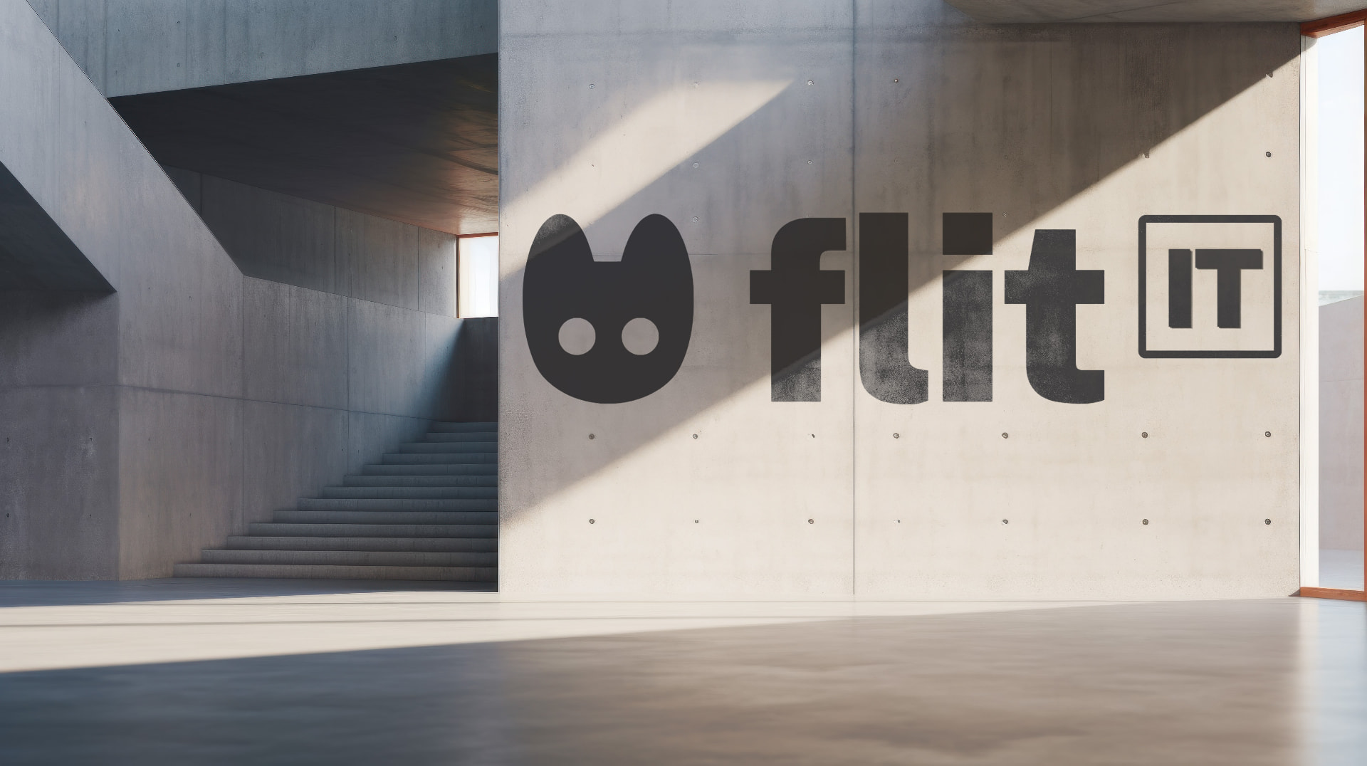 Superficie blanca con relieve geométrico y el logotipo Flit Connect