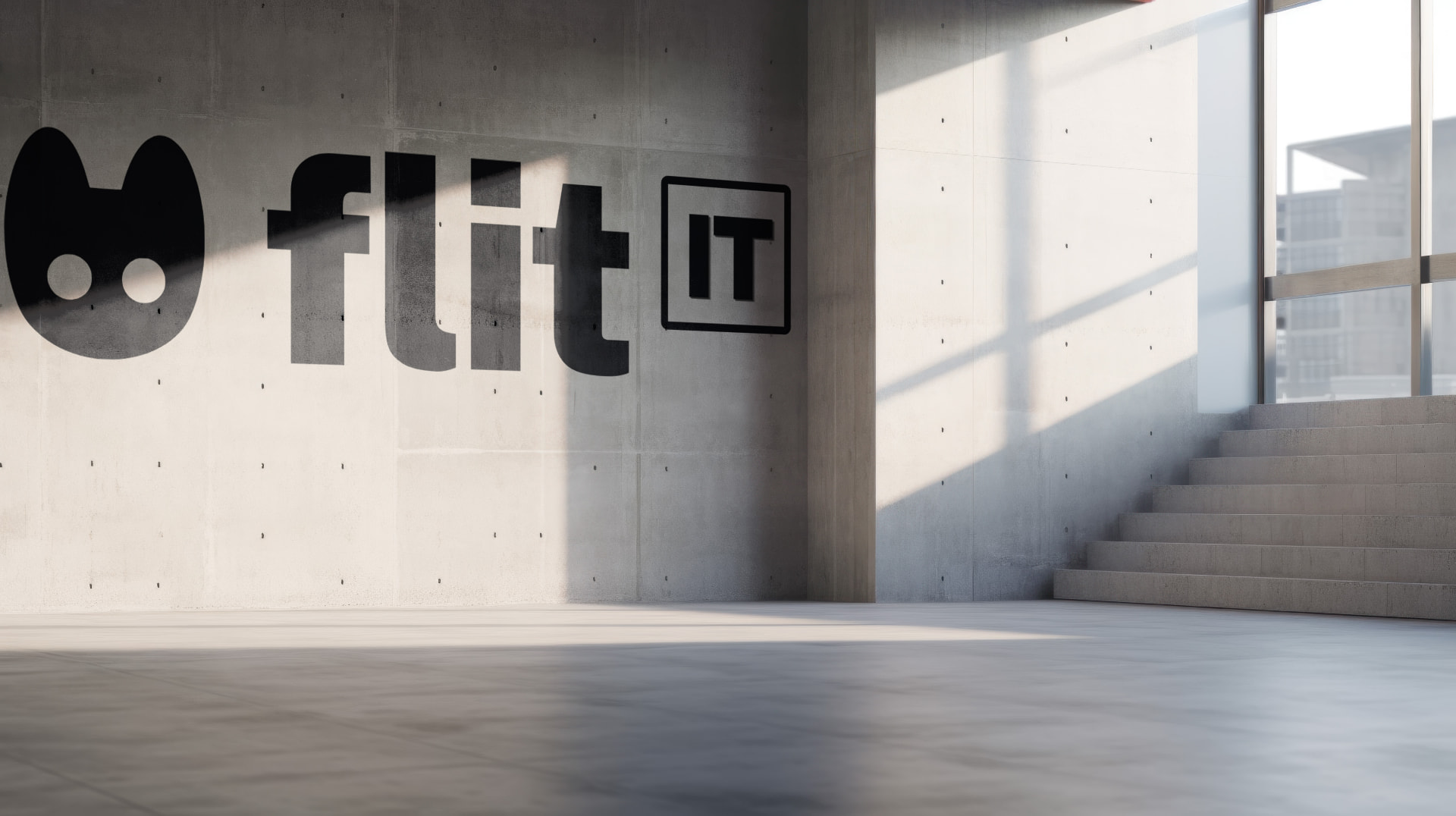 Superficie blanca curva con el logotipo Fliters